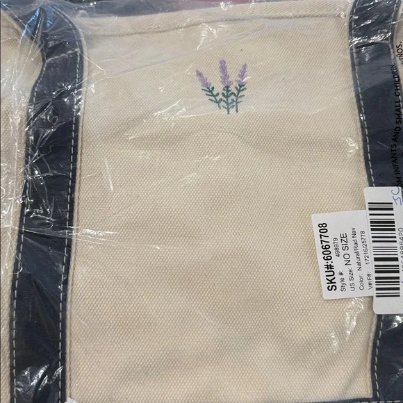 LANDS’ END Medium 5 Pocket Zipper Top Canvas Tote Bag PERSONALIZED -MACY- NWT - Picture 3 of 4